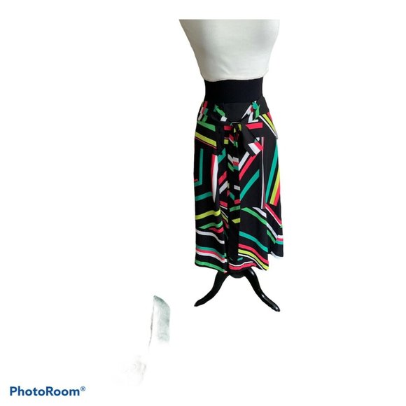 Bar III Womens Multi Colored Belted Button Front Printed A-Line Skirt Size 20W - Picture 2 of 5
